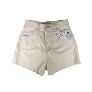 Joes Jean Shorts The Pleated High Rise Womens Size 27 Natural Neutral Raw Hem